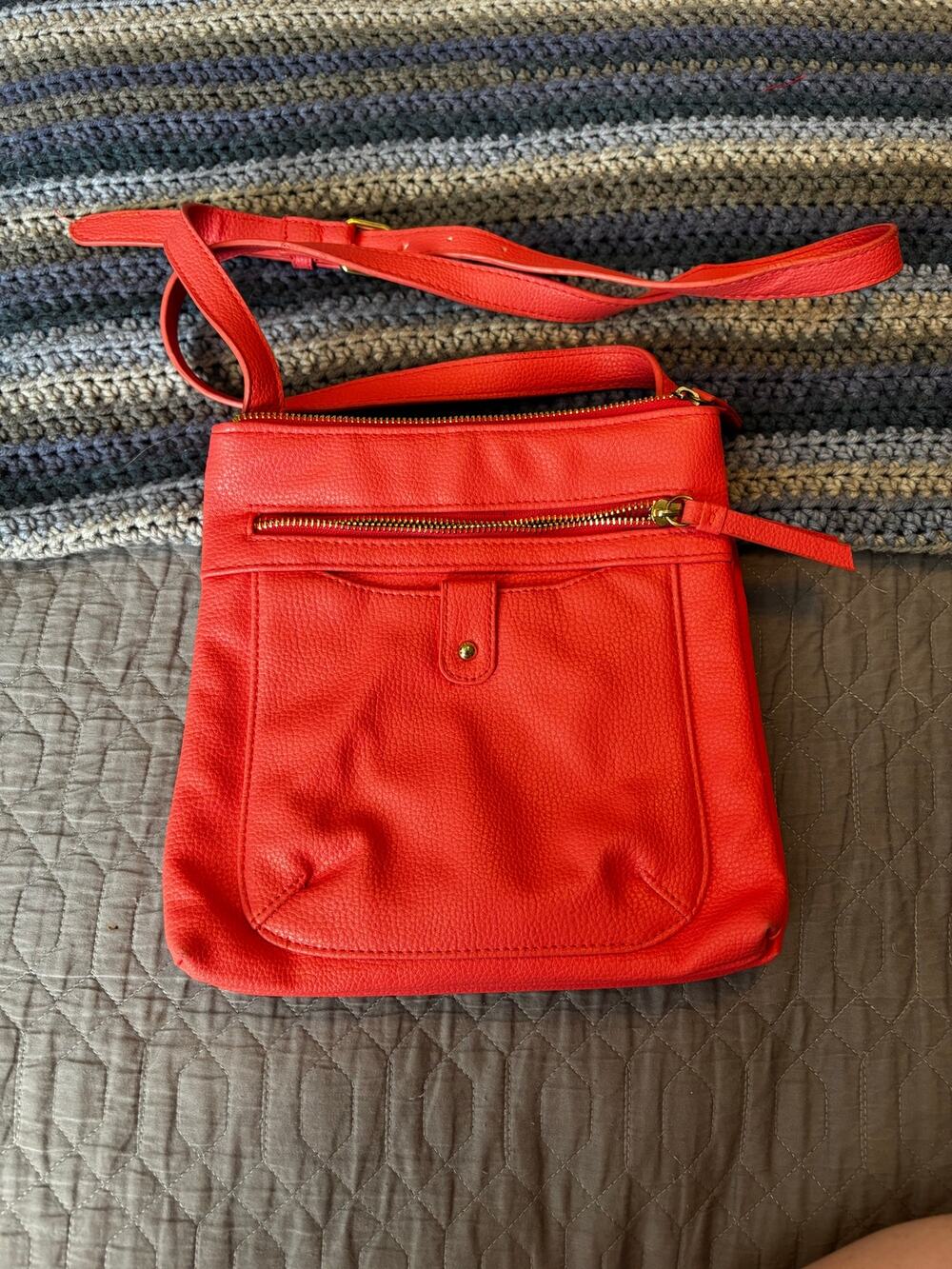 Coral/Pink Faux Leather Crossbody bag